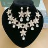 Hot Sale Jewelry Wedding Dress Bride Hollow Full Diamond Women's Necklace Earrings Bracelet Set