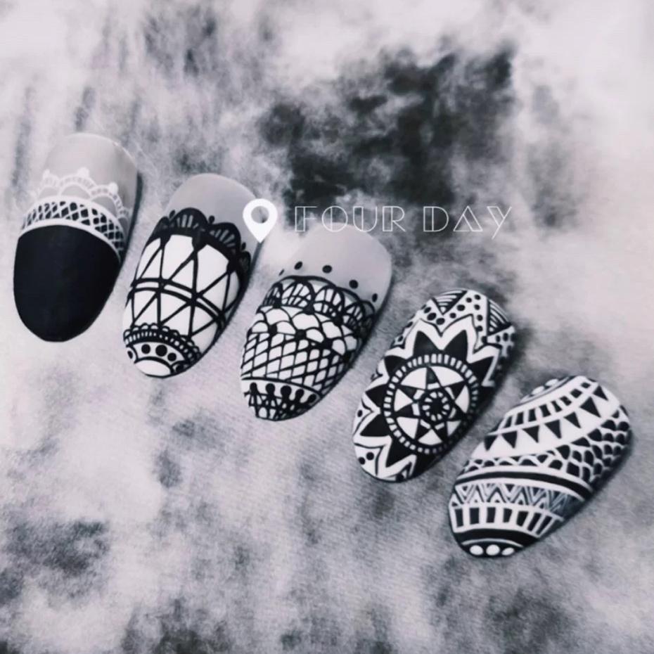 4pcs Nail Art Stamping Plate Flower Lace Patterns Image Stencil Stamper Gradient Nail Brush Nail Set Template Tools LYBC01-20-2