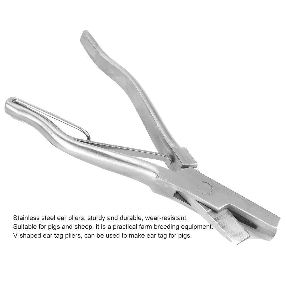 Stainless Steel V Shape Ear Tag Pliers Tongs for Pig Animal Livestock Farm Accessory
