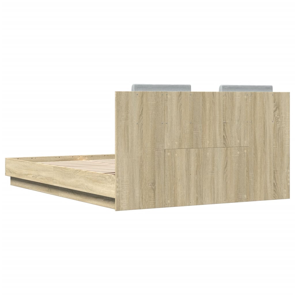 Bed Frame with Headboard Sonoma Oak 150x200 cm Wood Based Panel