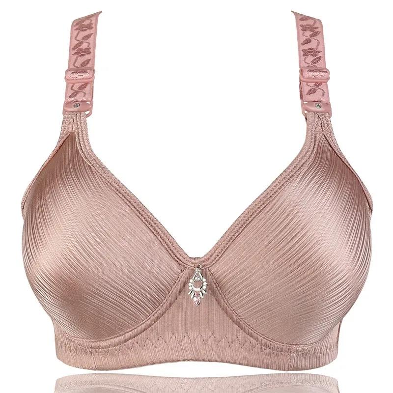Sutiã push-up fino de algodão brilhante escovado, tamanho grande, sem anel de aço, sem costura, roupa íntima feminina