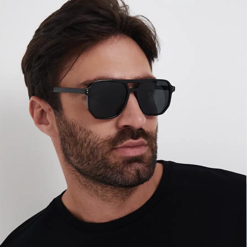 Protective Glasses 4Pcs Fashion Men Square Sunglasses Double Bridge Gradient Sun Glasses Male Colorful Lens Eyeglasses Uv400