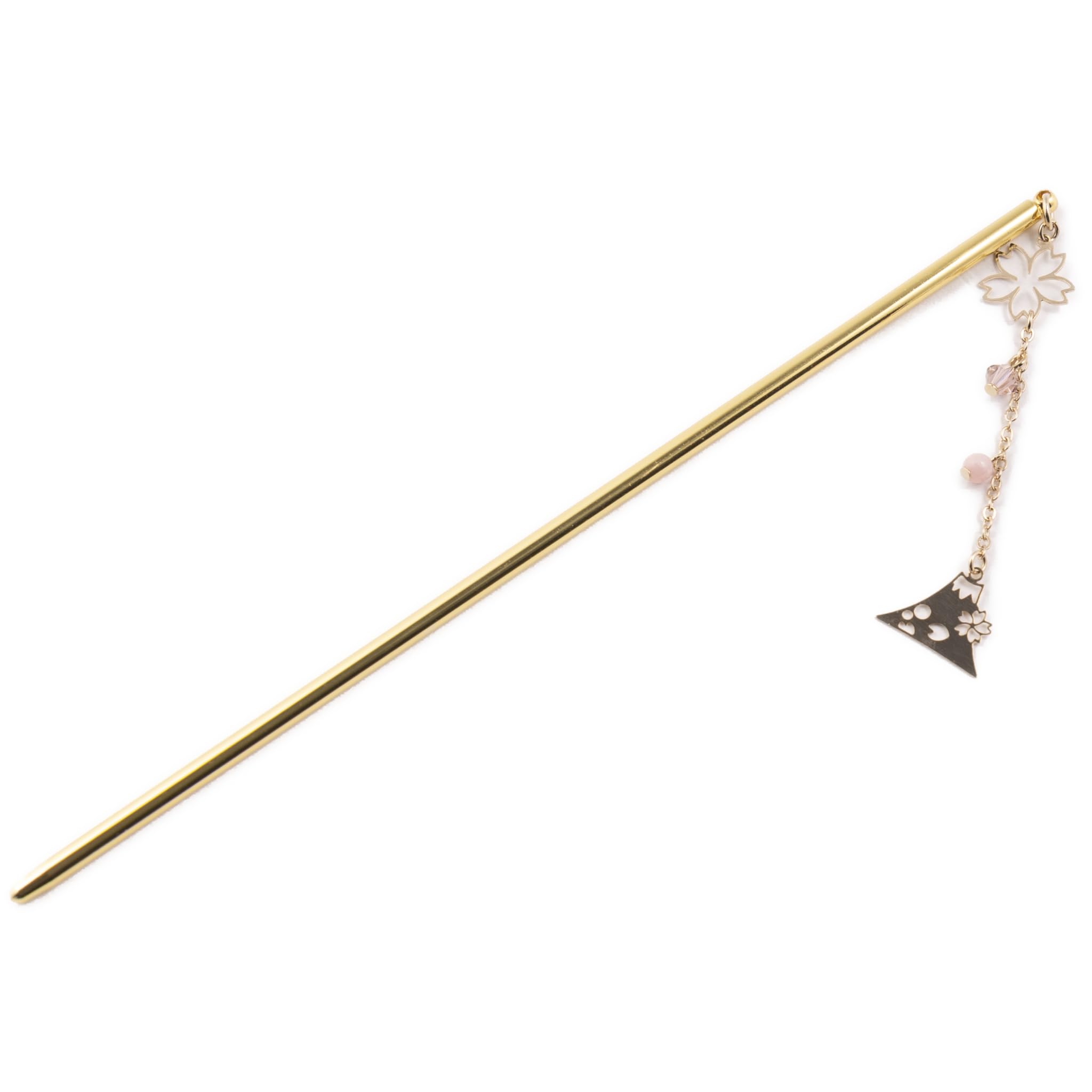 [Emplet Veil] A beautiful kanzashi (hair ornament) combining cherry blossoms and Mount Fuji. 15cm, gold. Cherry blossoms symbolize the arrival and