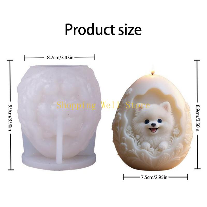 Eggs Shape Dog Embossed Silicone Molds Heat Resistant Food Grade Silicone for Epoxy Resin Making Candle Soap Chocolate