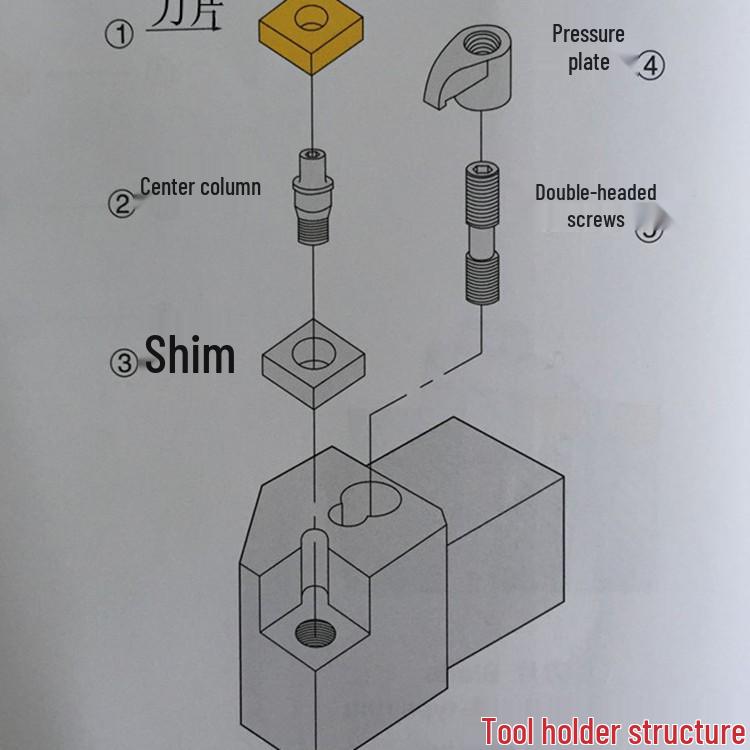 75° Turning Tool Holder MCBNR2020K12 for CNMG1204 Inserts, Composite Clamping