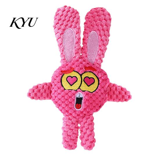 Durable Plush Toys for Daily Chewing Stuffed Animal Dog Toy, Squeaky Pet Chew Funny Cartoon Character Bear Bunny Deer Design, Teething Toy Puppies,