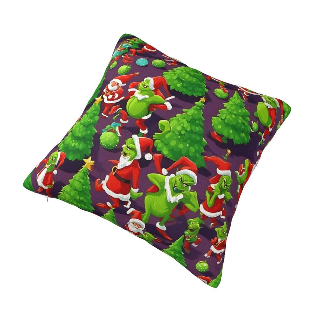 Christmas Cartoon G-Grinchs Santa Pillowcase Printed Fabric Cushion Cover Decor Pillow Case Cover Home Square 18''