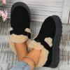 Autumn Winter Women Plush Snow Boots Shallow Buckle Thick Bottom Warm Boots Big Size 43 Suede Fur Flat Platform Cotton Shoes