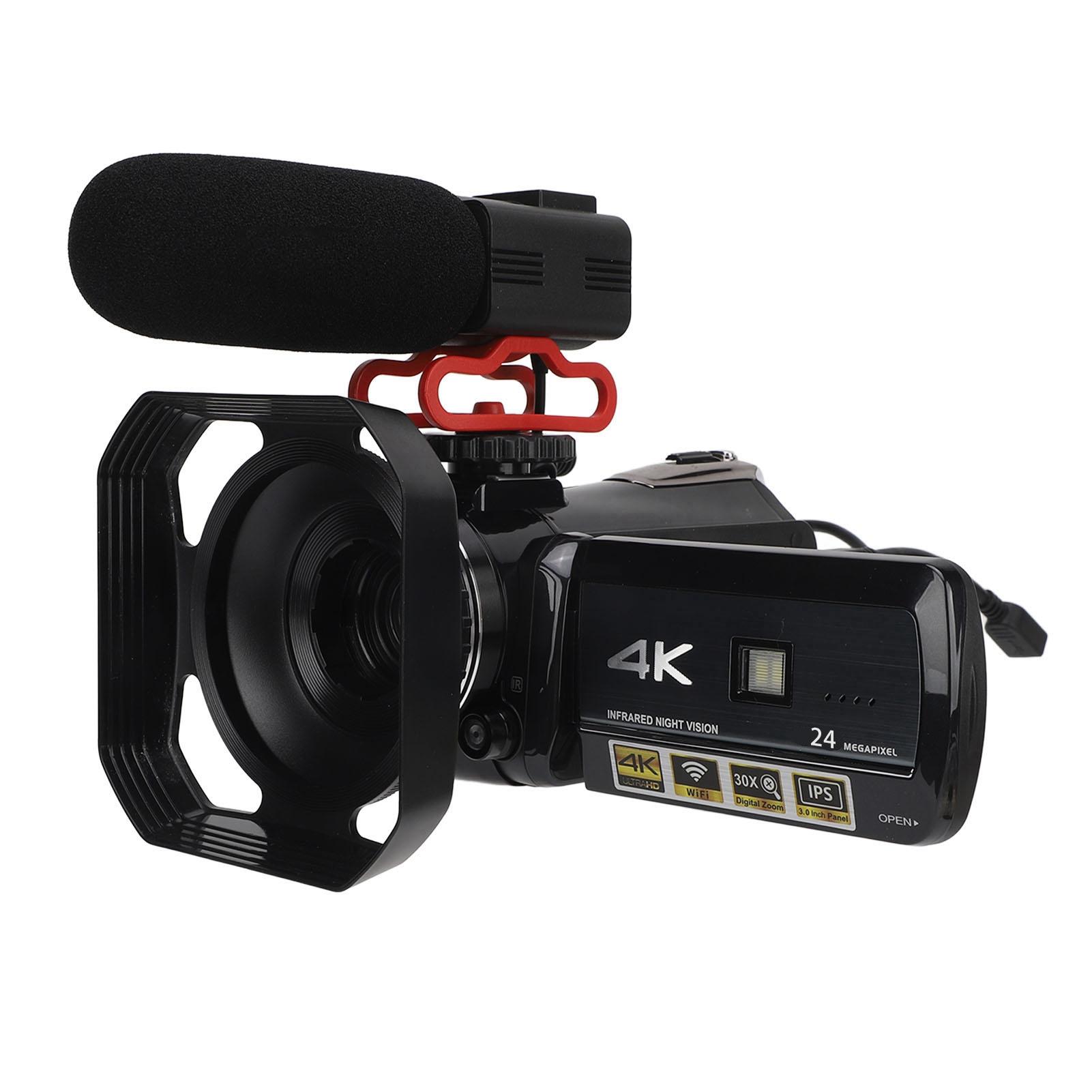 

Відеокамера Камкордер 4K 24МП Ультра HD 3.0дюймовий IPS Поворотний Сенсорний екран ІЧ Нічне бачення Стабілізація зображення