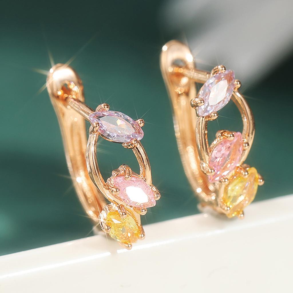 Multicolor Zircon Stone Hoop Earrings for Women with Elegant Design and Durable Metal Setting Suitable for Daily Wear and Special Occasions