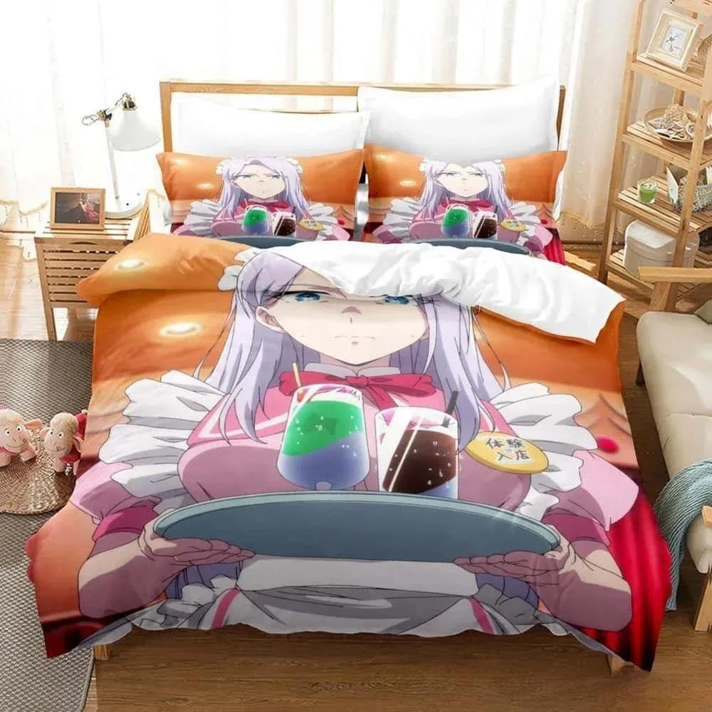 3D Anime Akiba Maid War Bedding Collection Single Twin Full Queen King Size Bed Collection Adult Kid Bedroom Duvet Cover Collections Home Textiles
