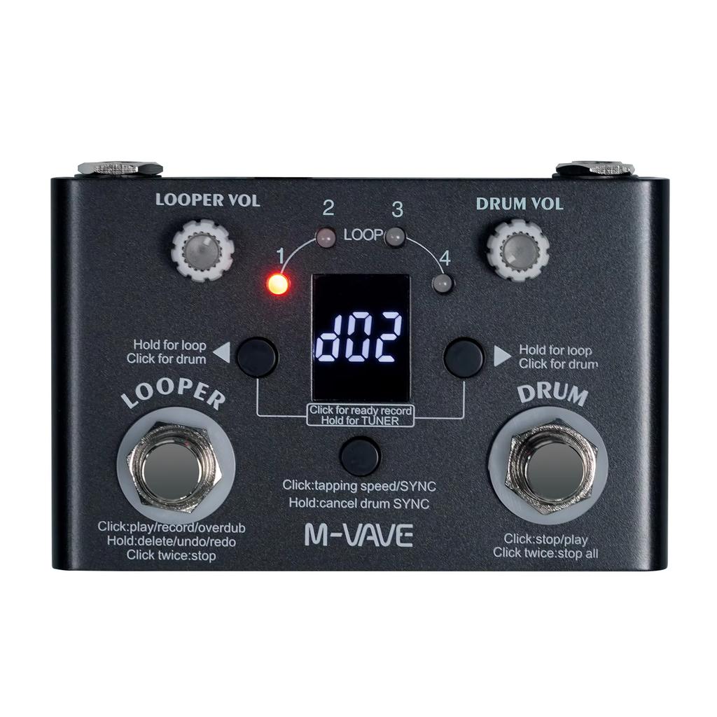 M-VAVE Lost Tempo Drum Machine & Looper Pedal - 30 Built-in Drums, 11 Mins Recording, High Precision Tuner for Guitar