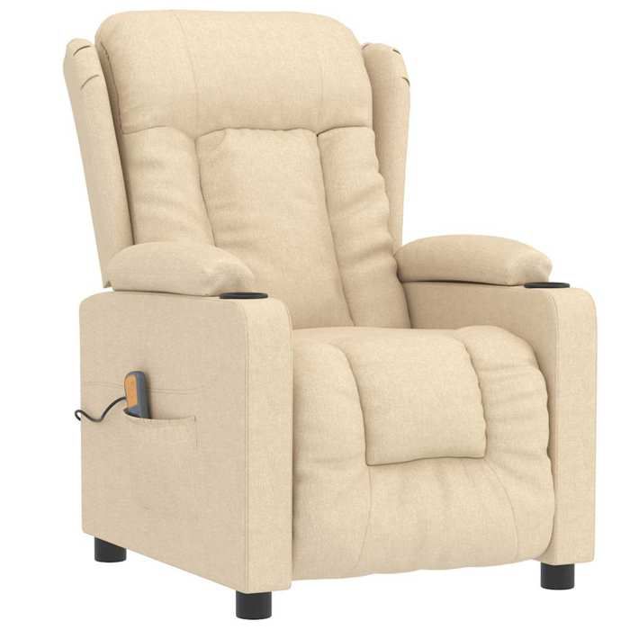 VidaXL Fauteuil de massage inclinable Crème Tissu