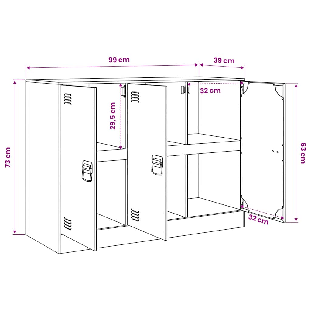 Sideboard Anthracite 99 x 39 x 73 cm Steel