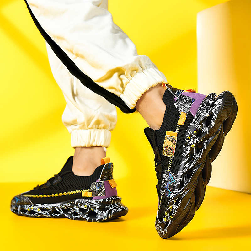 Fashion Without Laces Big Size Boots Size 43 Woven Men's Sneakers 47-48 Size Jogging Shoes Men's Sports Botasky Cosplay Jogging