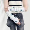 Knitted Arm Warmers Girls Fingerless Long Wrist Gloves Winter Star Arm Sleeves with Thumb Hole for Women Street Wear Parties