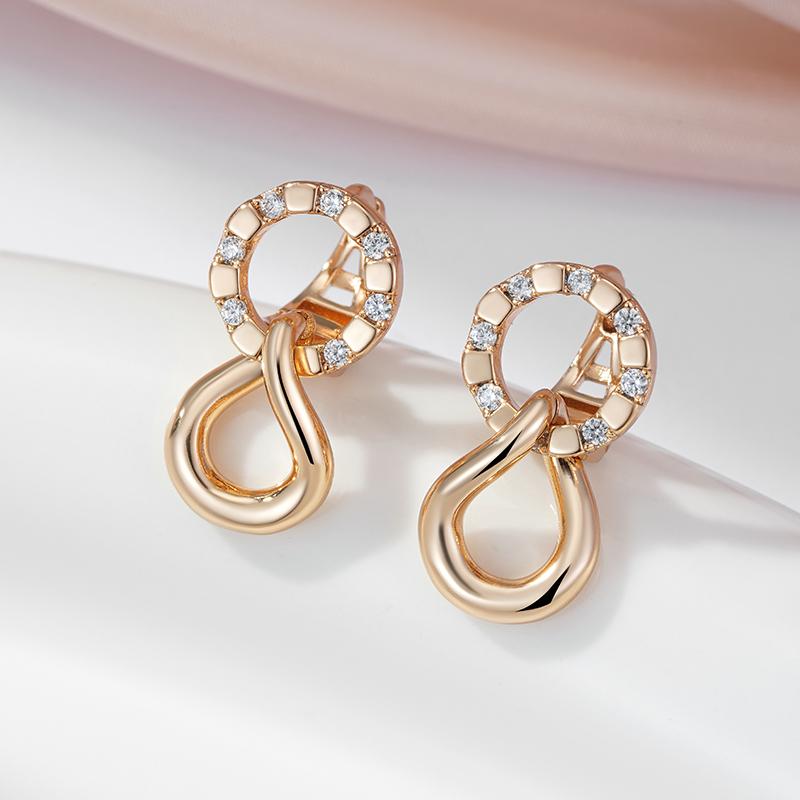 Kinel Shiny Natural Zircon Chunky Chain Dangle Earrings For Women Rose Gold Color Luxury Designer Daily Jewelry