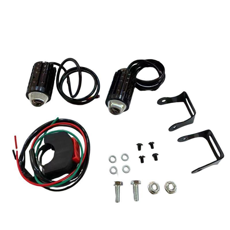 Authentic Motorcycle High Power Lens Spotlight 6000K LED Dual Color External Spotlights 8-80V Headlights With Switch Black A