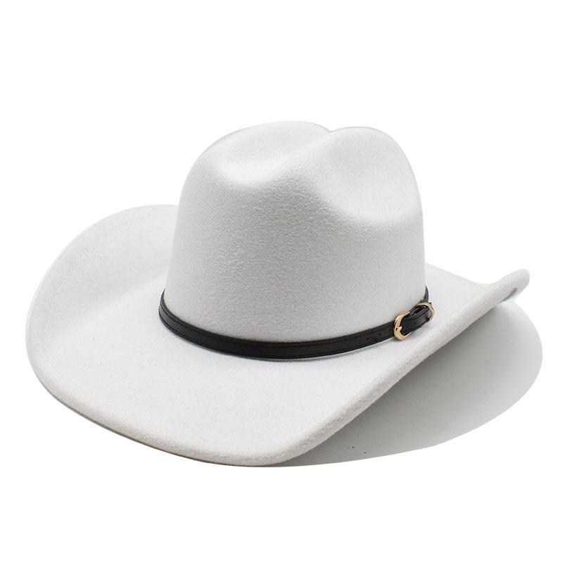 Western Cowboy Hat Retro Black Belt Woolen Top Hat Riding Hat Ethnic Style Hat Felt Hat 04