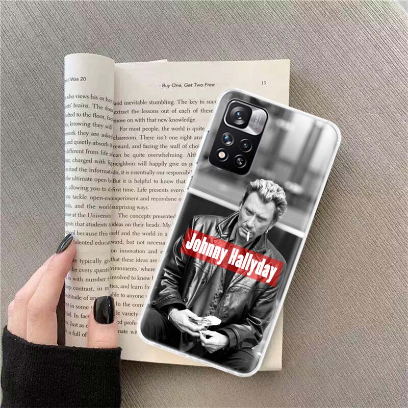 Johnny Hallyday Music Black Phone Case For Xiaomi Redmi Note 14 13 Pro Plus 5G Cover 13C 14C 12 12C 9 9T 9C 10 10C 8 7 6 10A 9A