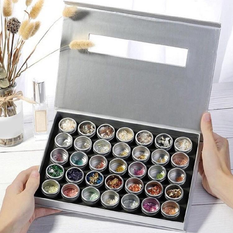 Nail Art Container 35 Detachable Aluminum Trays Hardened Foam Base For Decoration Storage Box Lightweighted