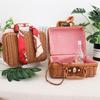 Vintage Rattan Woven Cosmetic & Souvenir Storage Basket Handbag