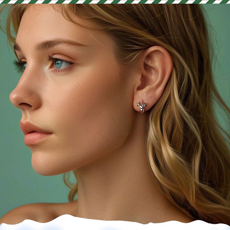 Everly Christmas Reindeer Ear Cuffs: s925 Sterling Silver Cute Earrings for Women