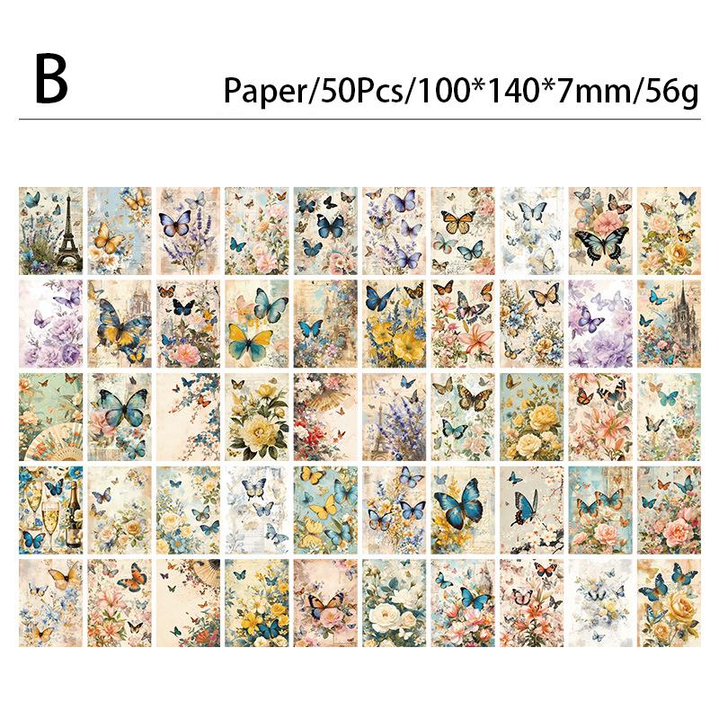 50 ks/balení retro květinový materiál papír DIY scrapbooking koláž odpadkový deník estetika kancelářské potřeby plánovač dekorace papír