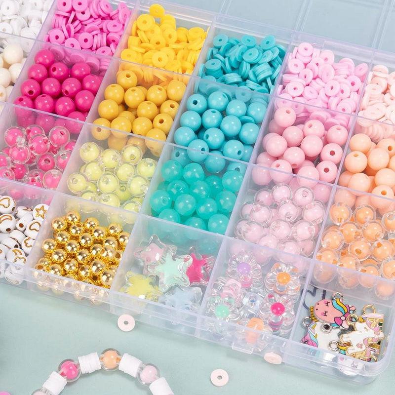 Jewelry Making Kit with Charms 8mm Colorful Beads Star, Flower, & Pumpkin Shapes Rainbow Moon Beads for Creative Birthday Gift