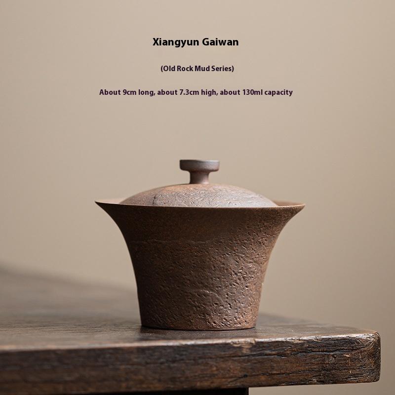 

Xiangyun Chayote Ercai Cover Bowl Old Rock Mud Retro Household Tea Bowl with Lid Teacup Ceramic Kung Fu Tea Set Gaiwan