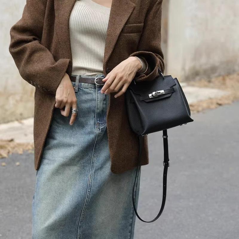 Erste Schicht Rindsleder Platin Kelly Tasche große Kapazität Leder Damen Schulter Tasche für Pendler