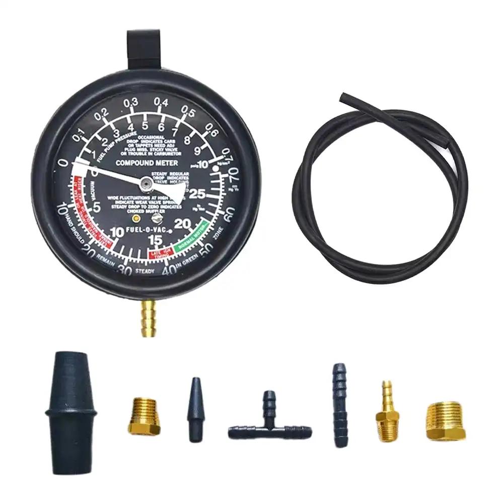 9Pcs/Set Car Vacuum and Fuel Pump Tester Gauge Kit Fuel Pump and Vacuum Tester Gauge Leak Carburetor Pressure Diagnostics