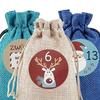 24Pcs/Set Christmas Gift Bags Christmas Advent Calendar Bag Candy Storage Pouch Diy Christmas Multi-Purpose Decoration