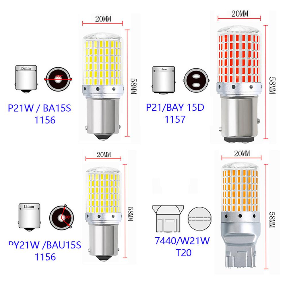 1pc Car Turn Signal Light LED CanBus No Error 144smd LED Brake Lamps 1156 PY21W BAU 15S BA 15S 1157 P21/BAY15D T20 7440/W21W