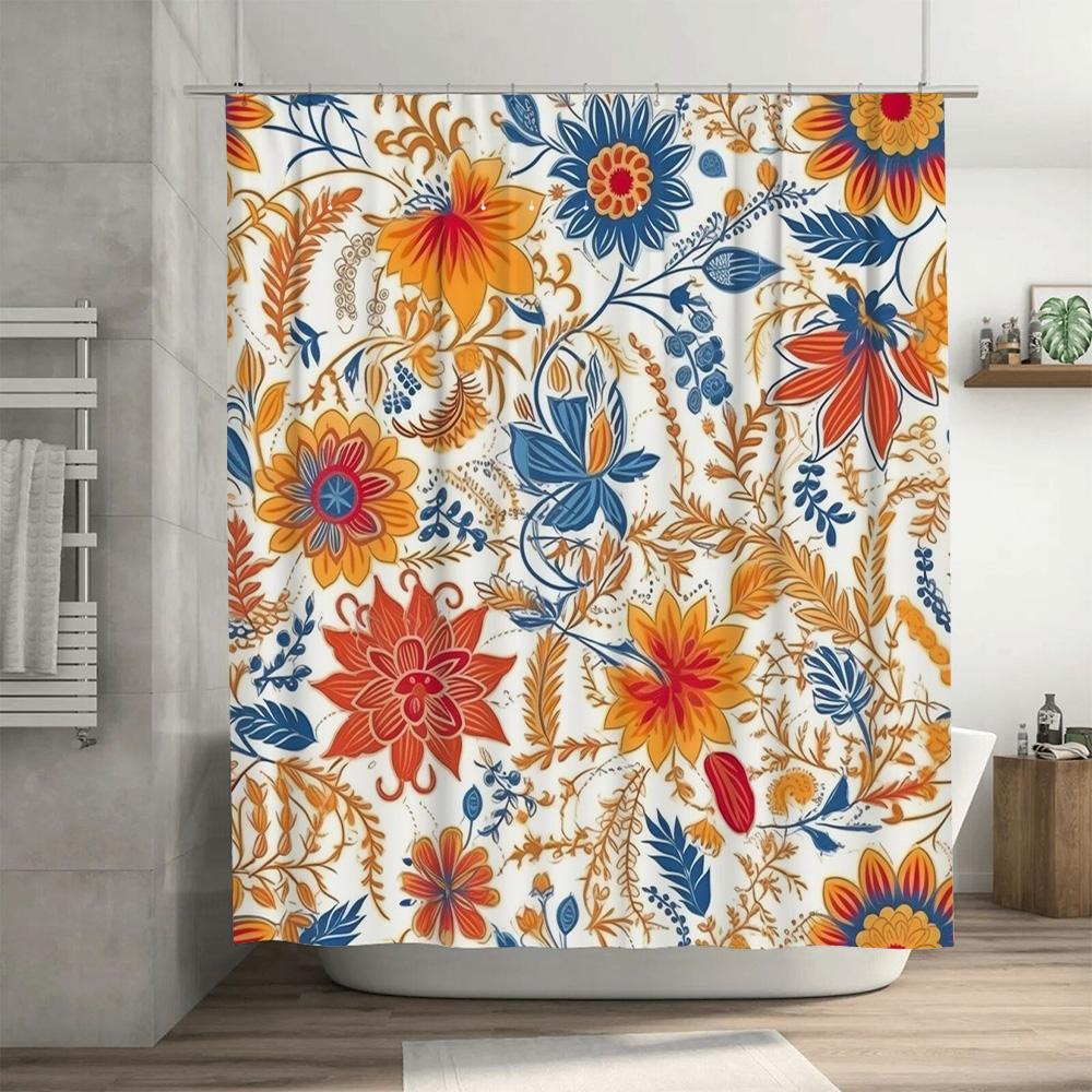 Colorful Floral Shower Curtain Luxury Bathroom Decor with Vivid Patterns for Home Decoration In Various Sizes