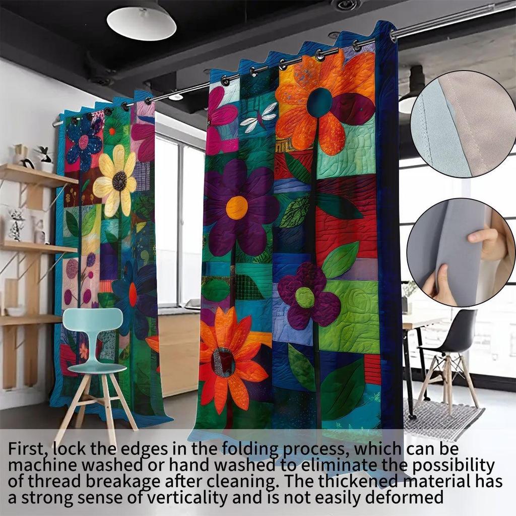Floral Blackout Curtains: Printed Fabric Curtains for Bedroom & Balcony, Heat Insulation & Sunshade