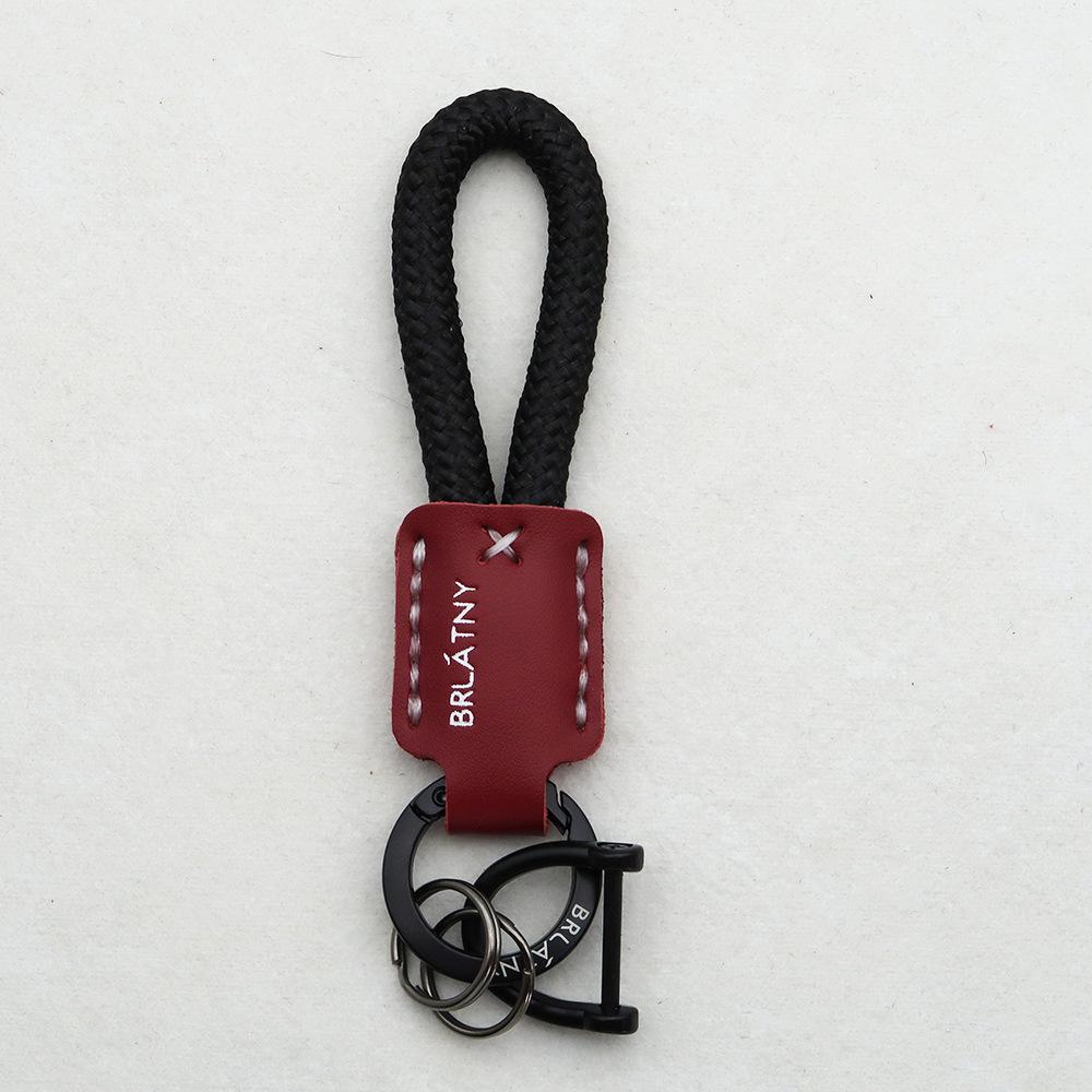 Hand-Woven Cowhide Leather Keychain Pendant with Logo Embossing - High-Quality Anti-Lost Car Lanyard