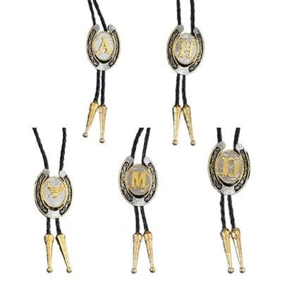 Elegante schwarze Bolo-Krawatte mit Hirschkopf-Anhänger Cowboy-Krawatte Westliche Krawatte