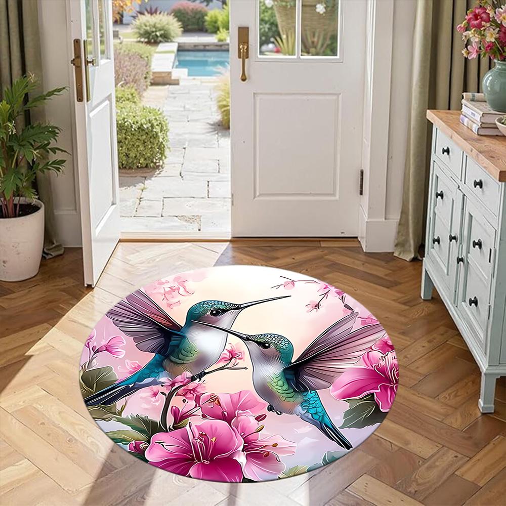 Bird Round Area Rug Suitable for Playrooms Decorate Room Dormitory Dining Room Anti-slip Round Rug Decorate Offices