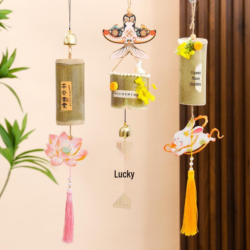 Autumn Festival Bamboo Wind Chimes: Ancient Chinese Style Handmade Bells & Pendants