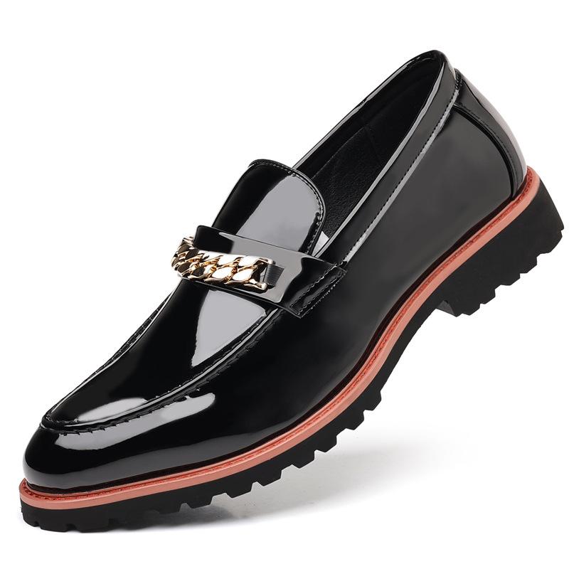 

Большого размера Новая обувь для мужчин Лакированная кожа Туфли для платья Мода Острый носок Толстая подошва Деловая повседневная обувь 47