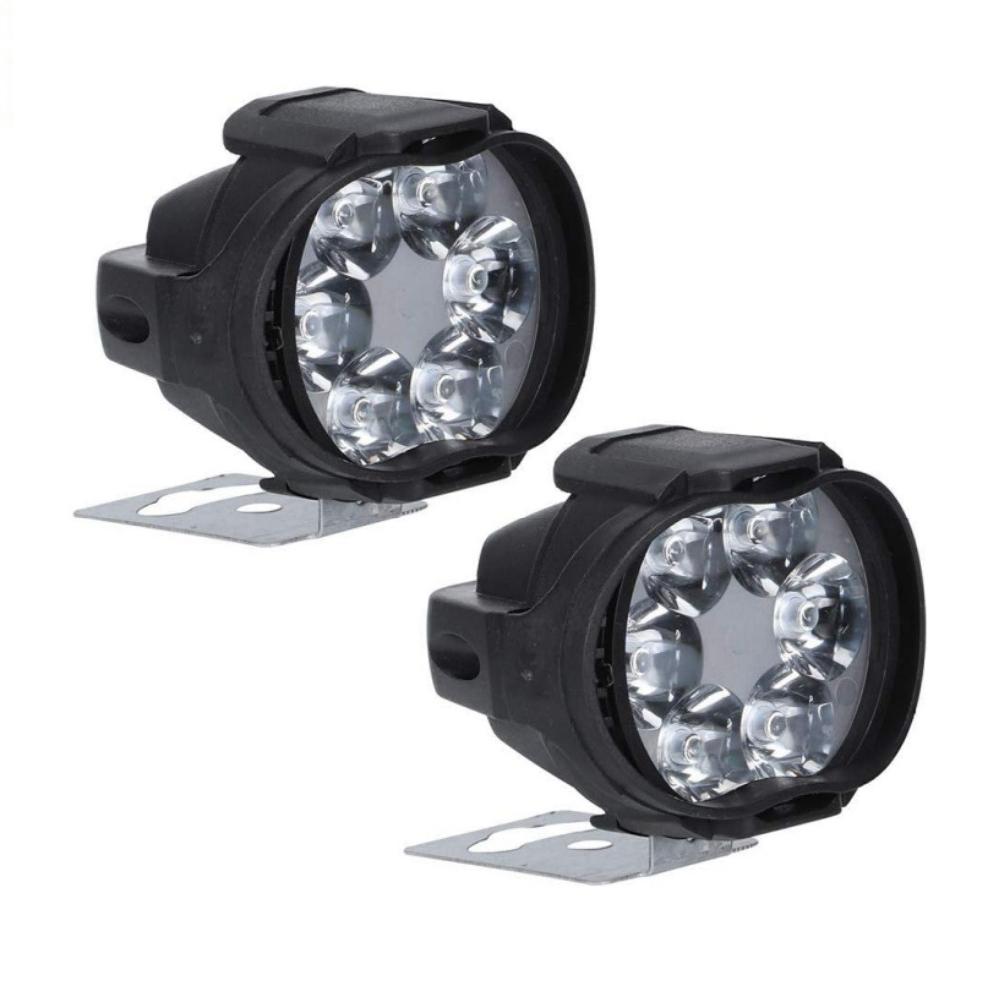 1PCS 6 LED Motorcycle Headlight Waterproof Scooters Spotlight Car Auxiliary Lamp Fog Bulb Work Lights white Universal 11v