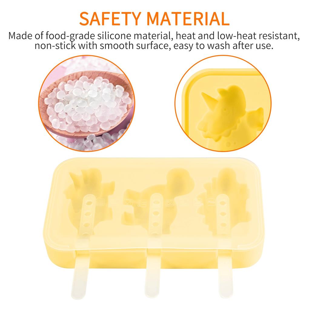 Cute Ice Cream Mould Heat-resistant Silicone Molds 3 Slots Non-stick Food Grade Animal Molds Baking Tool Kitchenware Kitchen