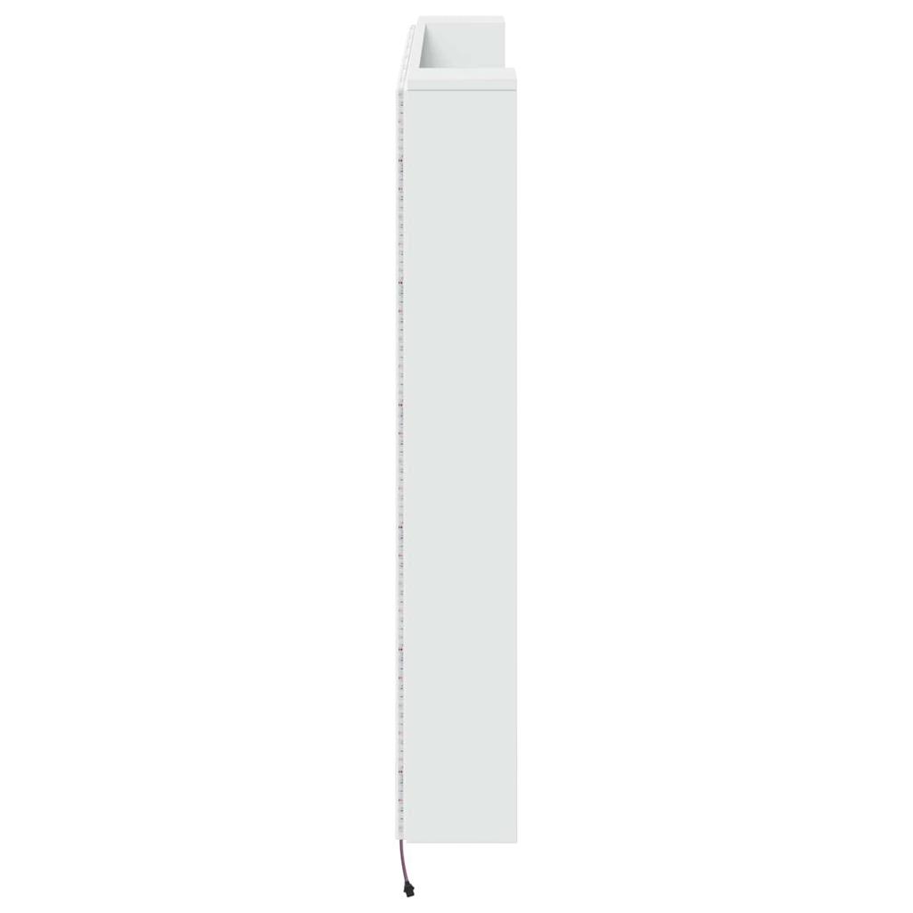 Headboard Cabinet with LED and Shelf White 140 x 16.5 x 103.5 cm