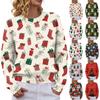 Women's Soft Christmas Print Crewneck Long Sleeve Sweater for Fall and Winter