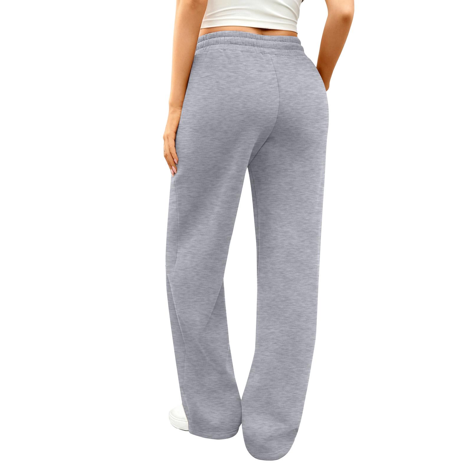 

Pants Gym Commute Home Pants Women s Warm Wide-Leg Casual Sports Pants Wool-Lined Drawstring High-Waisted Straight-Leg S