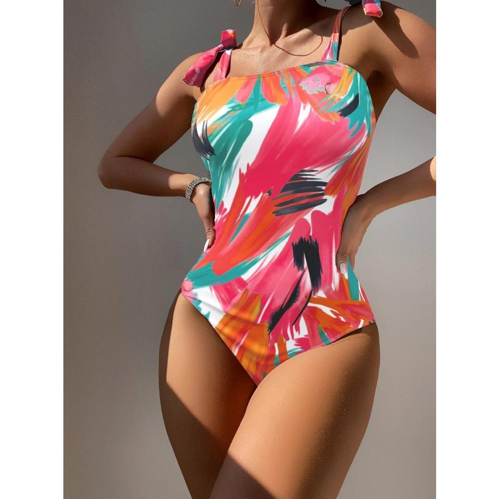 Girl Beauty Back Summer Sexy Women's Swimsuit Vacation Tight Double Shoulder Strap Bikini