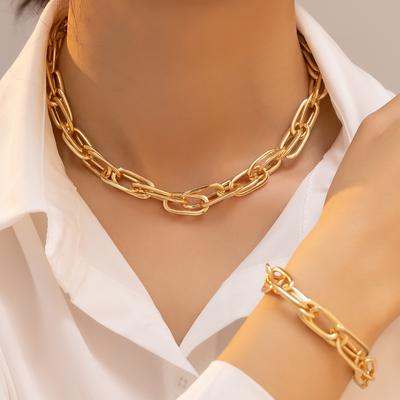 Exaggerated Thick Chain Necklace Bracelet Set