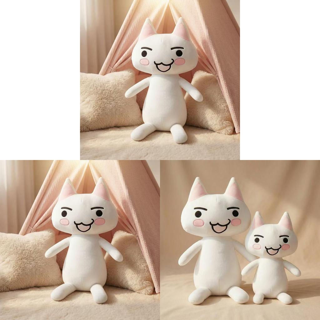 Inoue Toro Stuffed Cat Cushion With Short Plush Material For Bed And Sofa Use