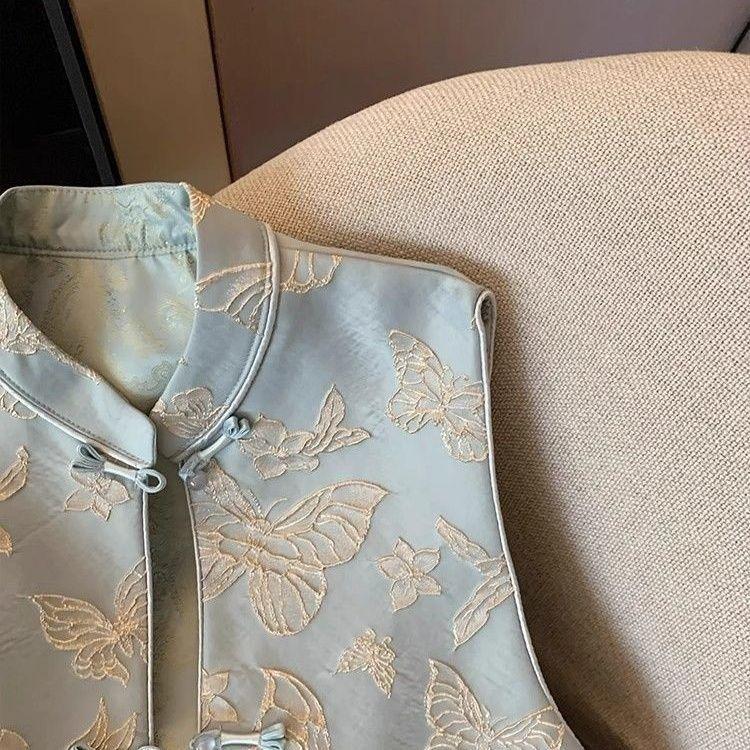 Thin Vest for Women Clothing Ethnic Style Embroidery Vintage Clothes Streetwear Coats Women Jackets Chinese Style Casual Summer